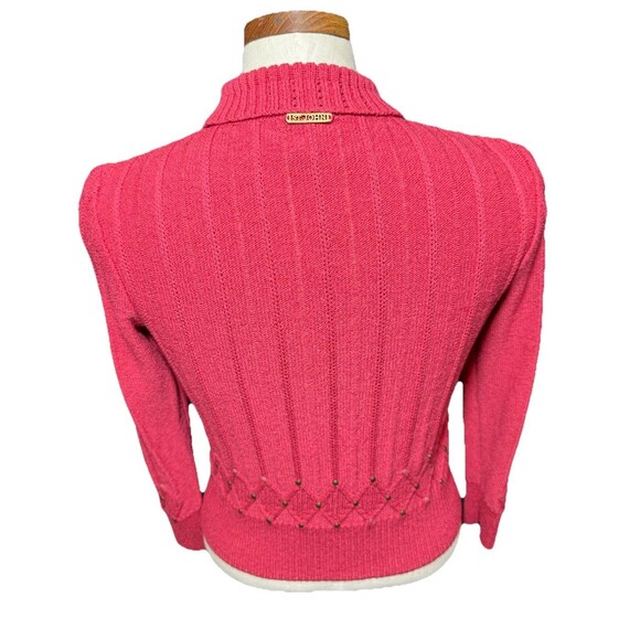 St. John Sport Women’s Petite Pink Full Zip Turtleneck Wool Knit Sweater Lux - Picture 4 of 8
